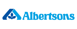 Albertsons logo with a blue stylized A containing a leaf design, followed by the word Albertsons in bold, blue lettering.